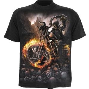 wheels of fire gothic skull mens biker shirt new